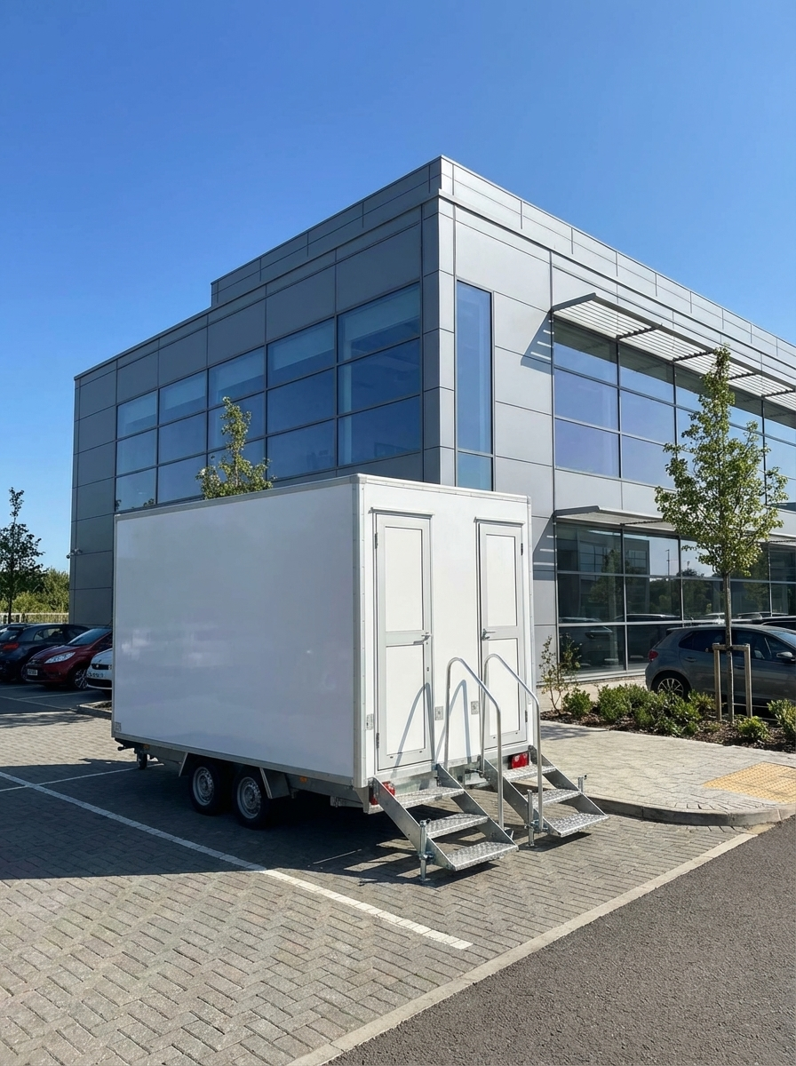 Premier Plus toilet trailer exterior for corporate hire